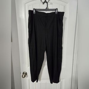 Women's Black Linen Wide-leg cropped pants Size XL Old Navy Brand